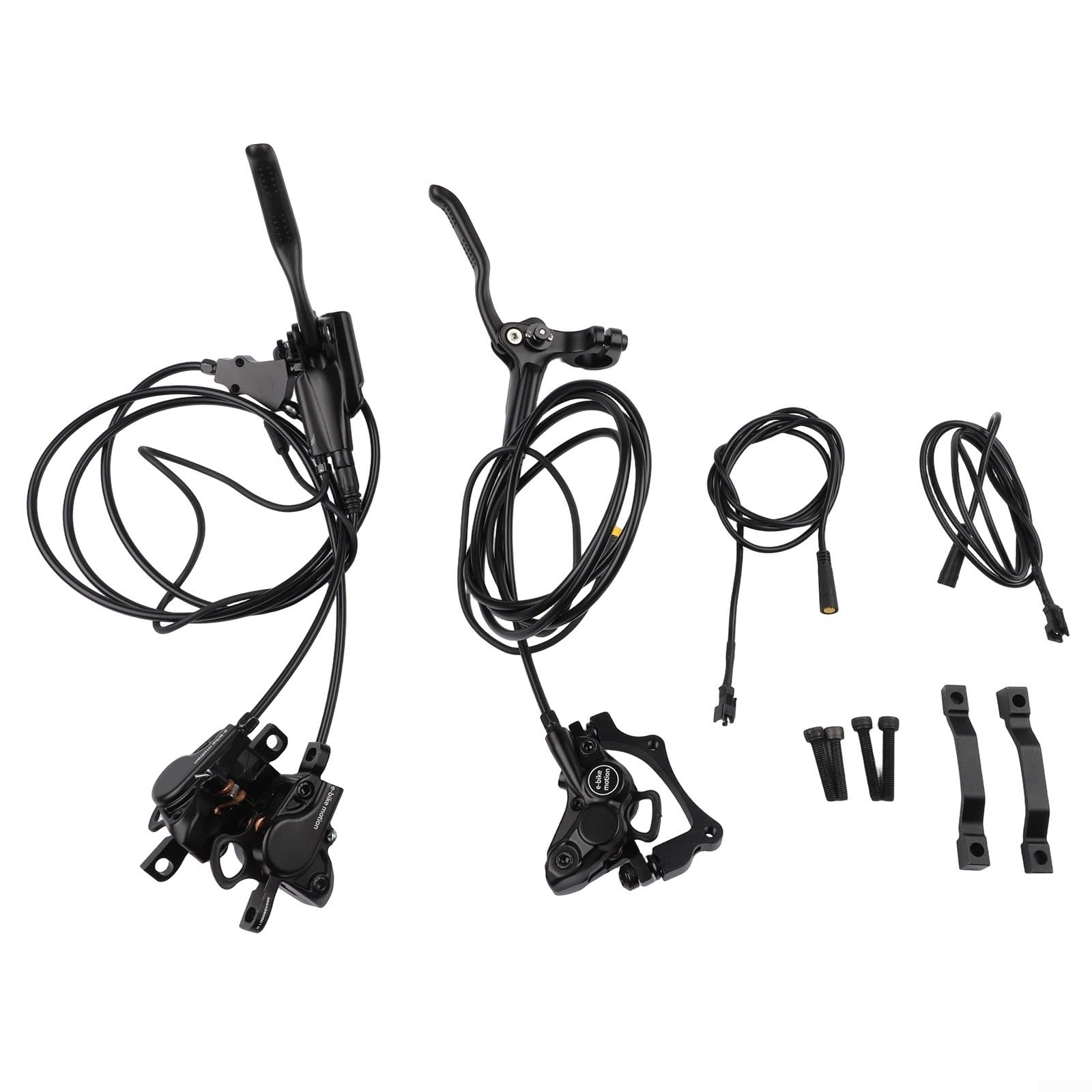 Juego de frenos de disco hidráulicos delanteros duales con botón de aparcamiento, juego de frenos de bicicleta de aluminio para bicicleta eléctrica MTB, incluye adaptadores de 180 mm y cable de