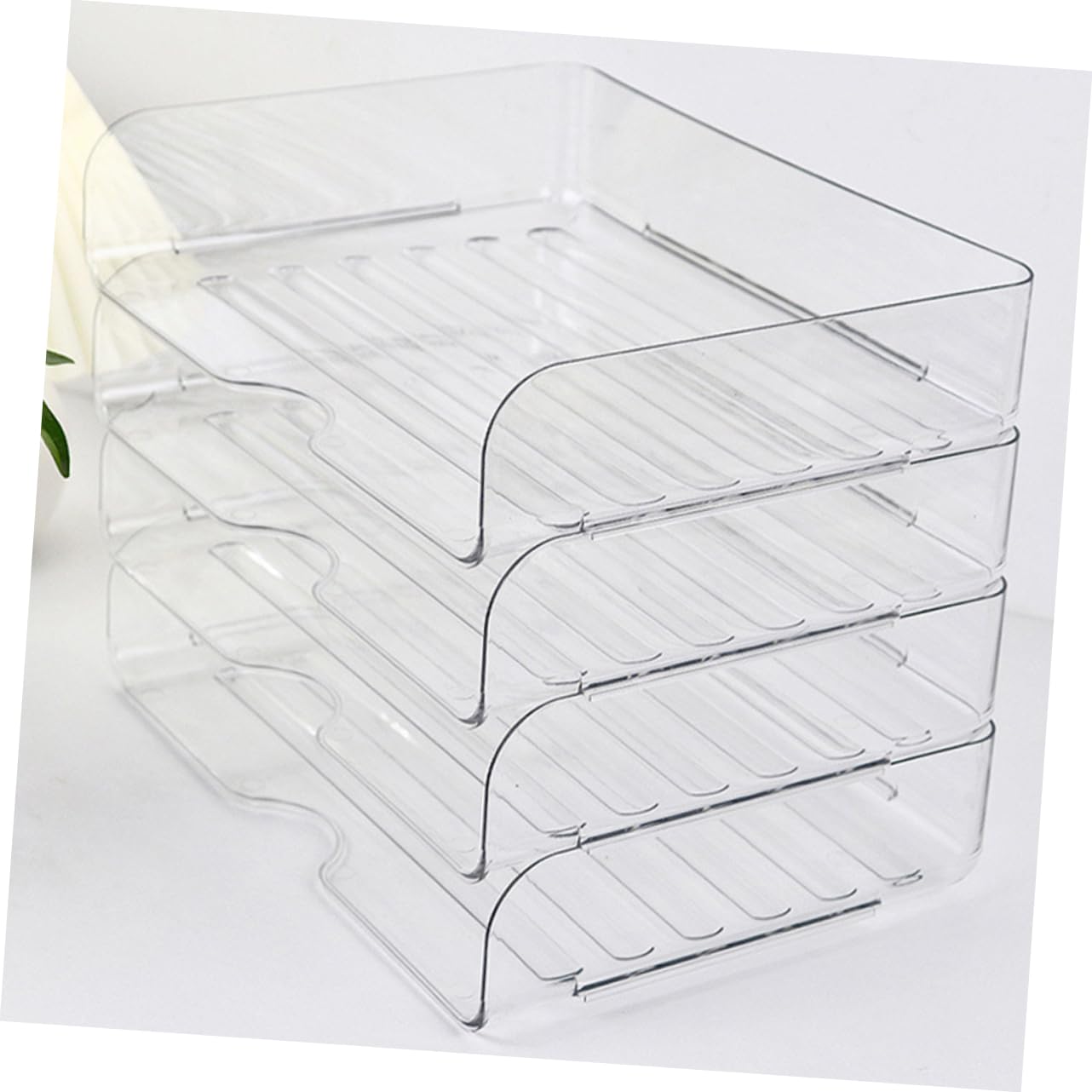 STOBOK 4piezas Organizador De Escritorio Apilable Bandejas Transparentes Para Oficina y Práctica Para Archivar y Material De Oficina