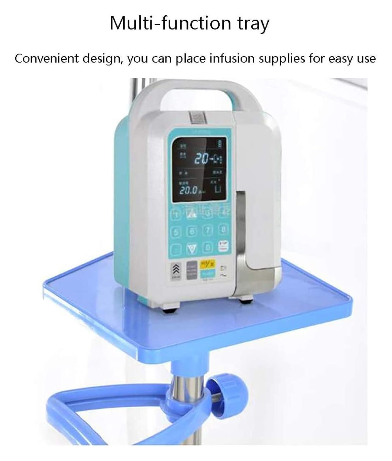 Soporte para Suero con Ruedas, intravenoso Soporte portátil，Ajustable de 4 Ganchos en Acero Inoxidable, para Hospital, Clínica y Uso Doméstico