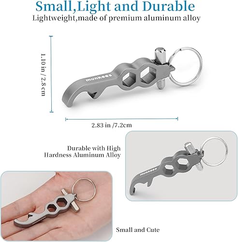 Miniatura 7 de Herramienta hexagonal Abridor de botellas Llavero 2 unidades de abridor de cerveza llave de aluminio, accesorios de viaje al aire libre Negro
