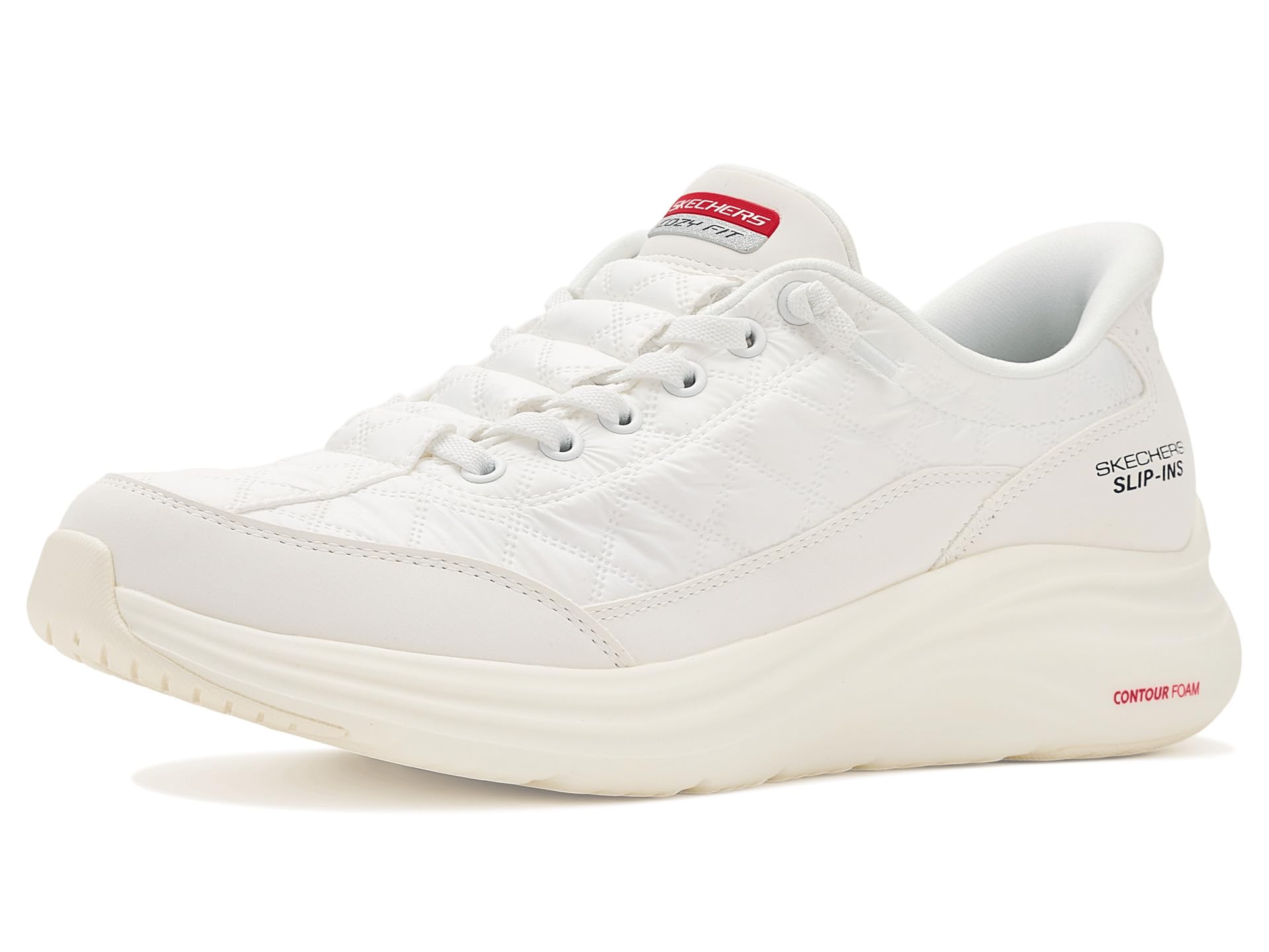 Skechers Damen Contour Foam Cozy Fit Hands Free Slip-In-Sneaker, Weiss/opulenter Garten, 5.5 Wide