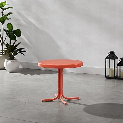 Vista 73 de Crosley Furniture Griffith - Mesa auxiliar de metal retro resistente a la intemperie para patio, terraza, porche, color rojo