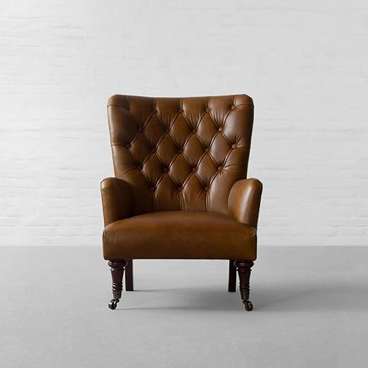 LOTUS WOOD Single Seater Sofa Luxury Chair (Brown)