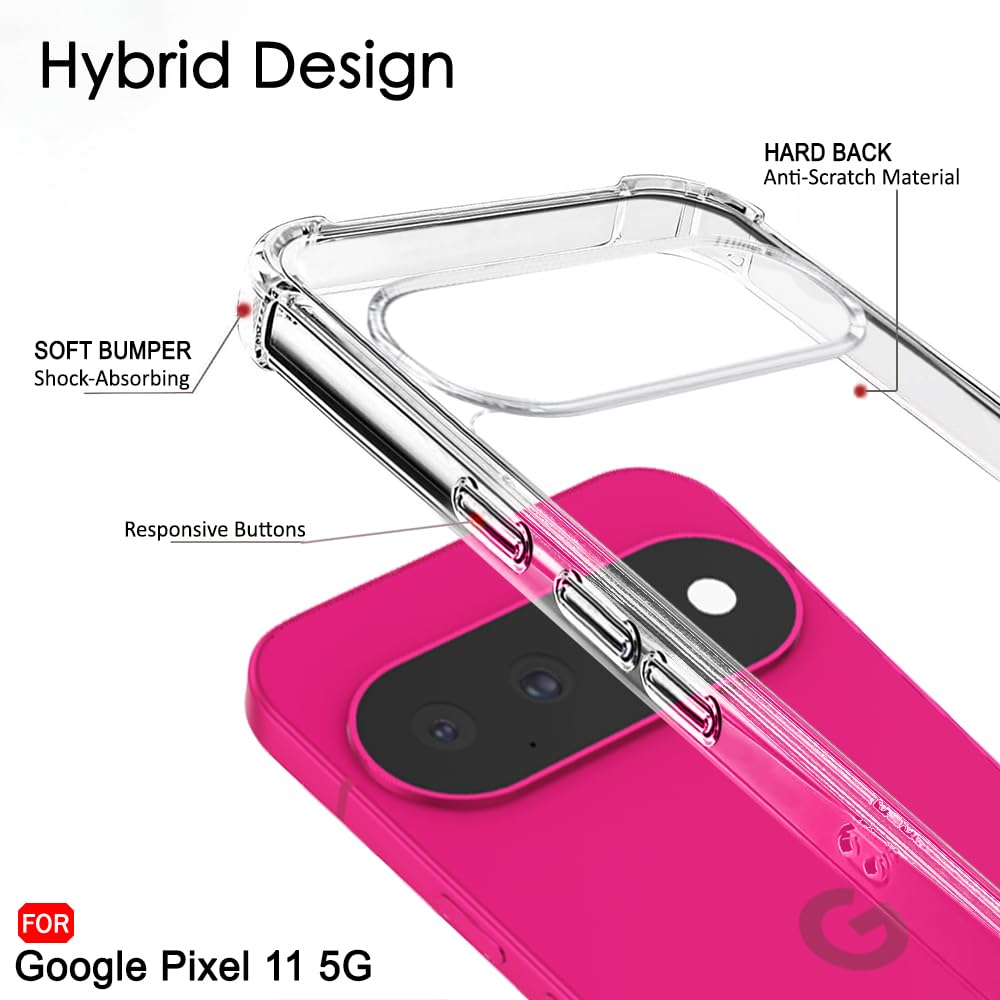 TheGiftKart Crystal Clear Back Cover Case for Pixel 11 | 360 Degree Protection | Shock Proof Design | Transparent Hard Back Cover Case for Pixel 11 (PC & TPU, Transparent Bumper) — Amazon image 3
