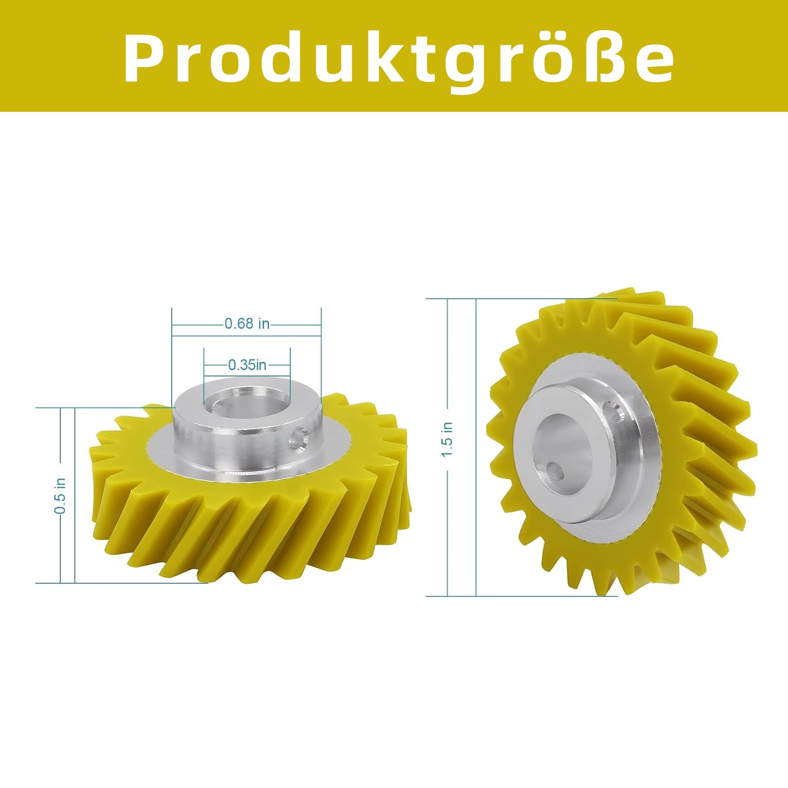 W10112253, ricambio per ingranaggi gialli, compatibile con mixer Kitchenaid, pezzi di ricambio per robot da cucina, per ingranaggi a vite senza fine, per 5KSM150 5KSM45 5KSM90 5KSM125 5KSM175 5KSM185