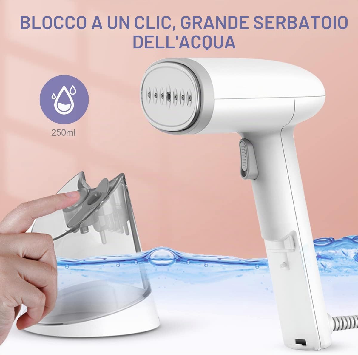 Ferri da viaggio Ferro da Stiro Verticale a Vapore, Mioduro Mini Stiratrice Verticale 20s Riscaldamento, Portatile Rimozione Rughe Tessuto con Pennello Ferro da Stiro a Vapore per Tende