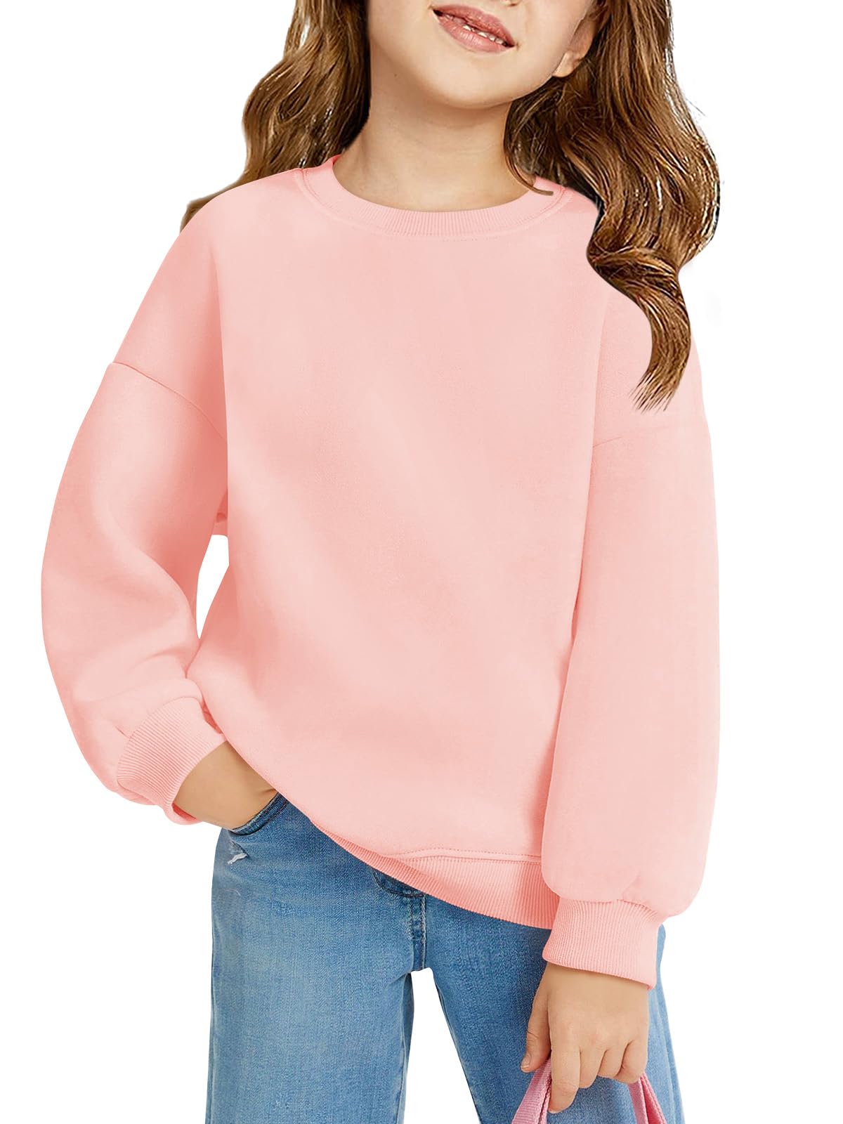 Sudadera niña cuello redondo manga larga básica 5-14 años
