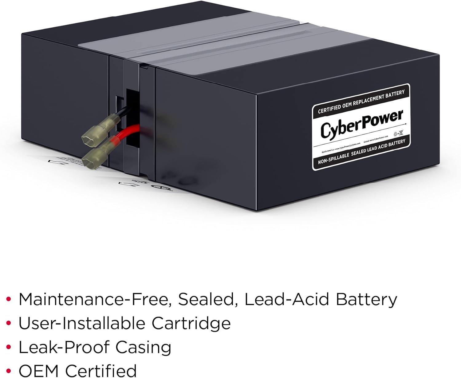 CyberPower RB1280X2D UPS Replacement Battery Cartridge, Maintenance-Free, User Installable, 12V/8Ah,Black