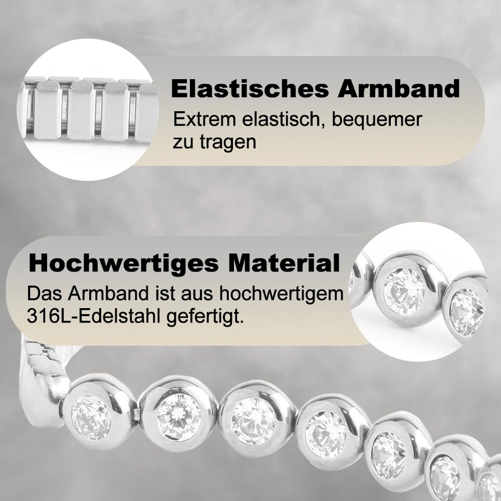HAQI Magnetarmband für Damen Edelstahl Elastisches Armband Energie Magnetfeldtherapie Arthritis Schmuck Dehnbar