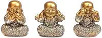 Trio buda decorativo Enfeite Resina Meditando kit com 3 modelo a escolher Budismo Sabedoria Monge Hindu Sábio Bebê (B73)