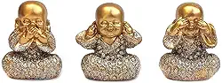 Trio buda decorativo Enfeite Resina Meditando kit com 3 modelo a escolher Budismo Sabedoria Monge Hindu Sábio Bebê (B73)