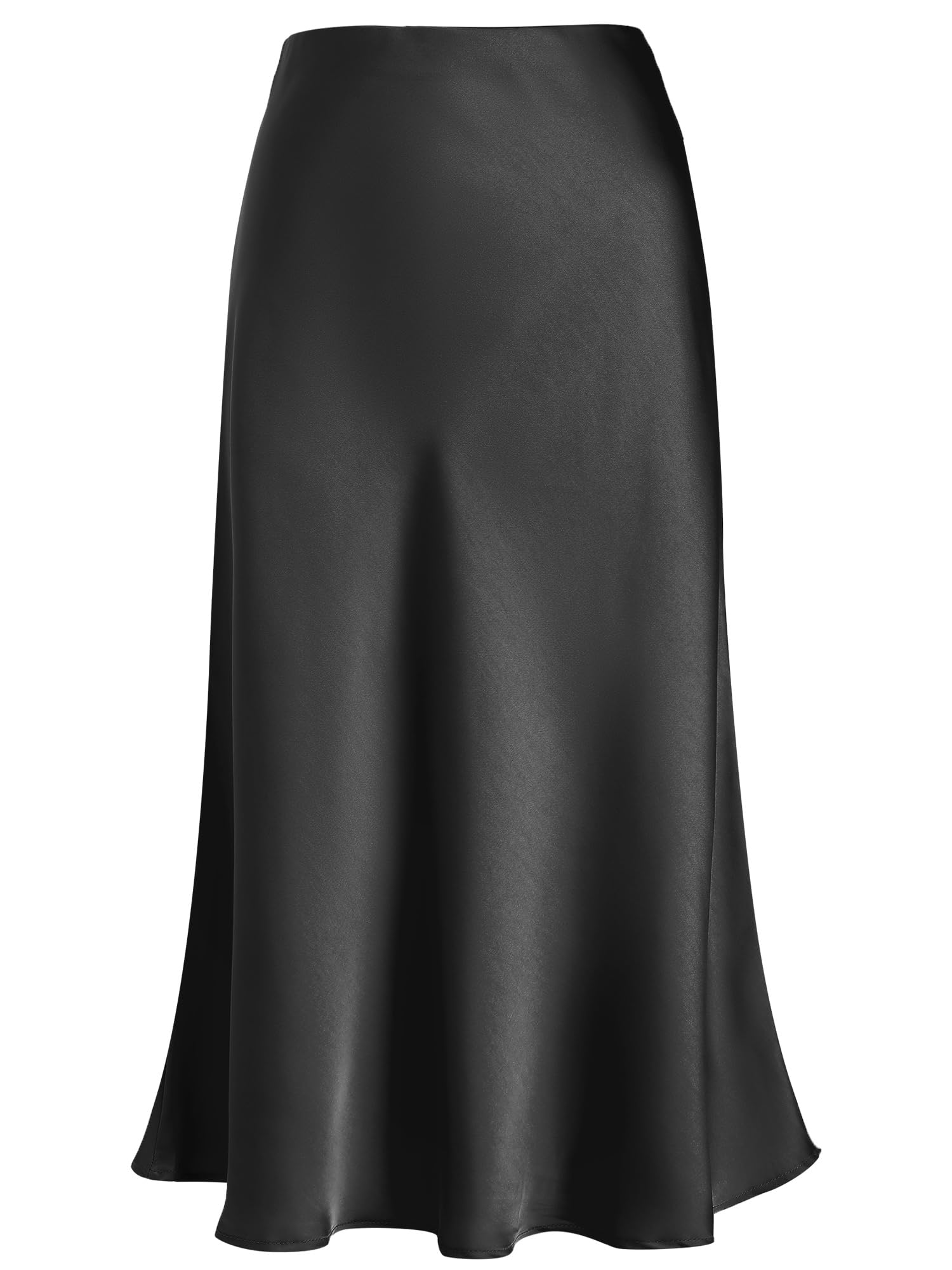 Eisnnu Damen Satin Rock Midi-Länge Rock A Linie Röcke Große Größe Einfarbig Fishtail Seidiger Midirock Business Party Skirt S-XXXL