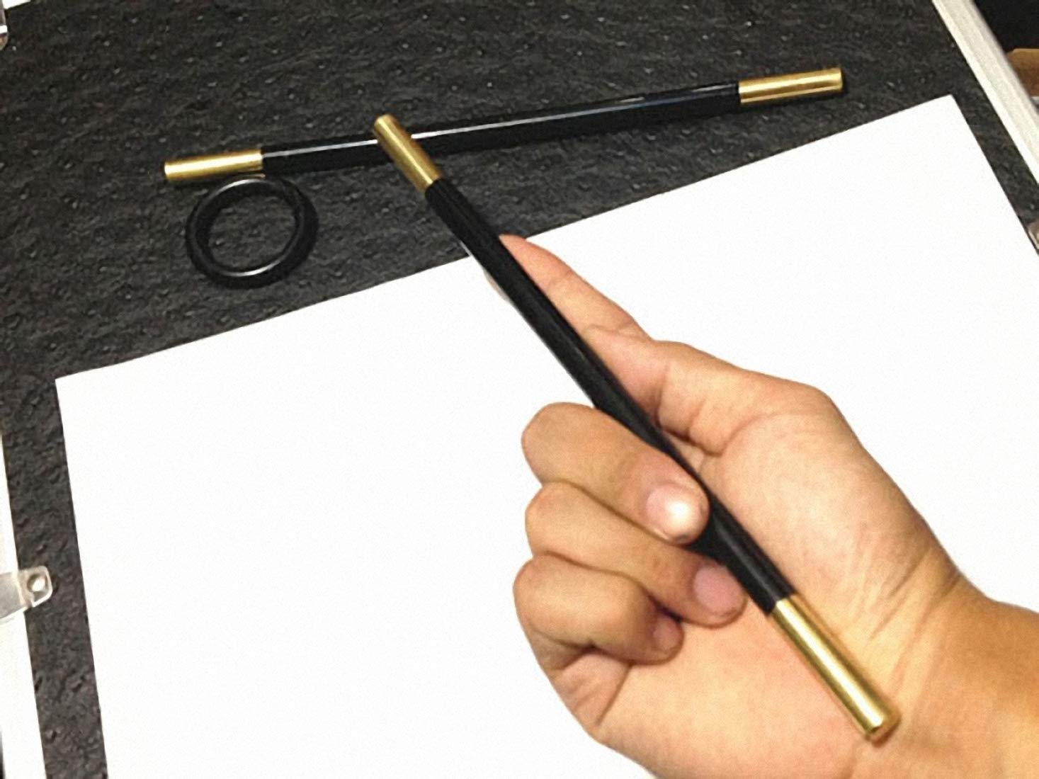 Magic Wand in Black (with Brass Tips) - Close Up Trick / Magic Trick / Magic Props / Party Trick / Magic Gimmick