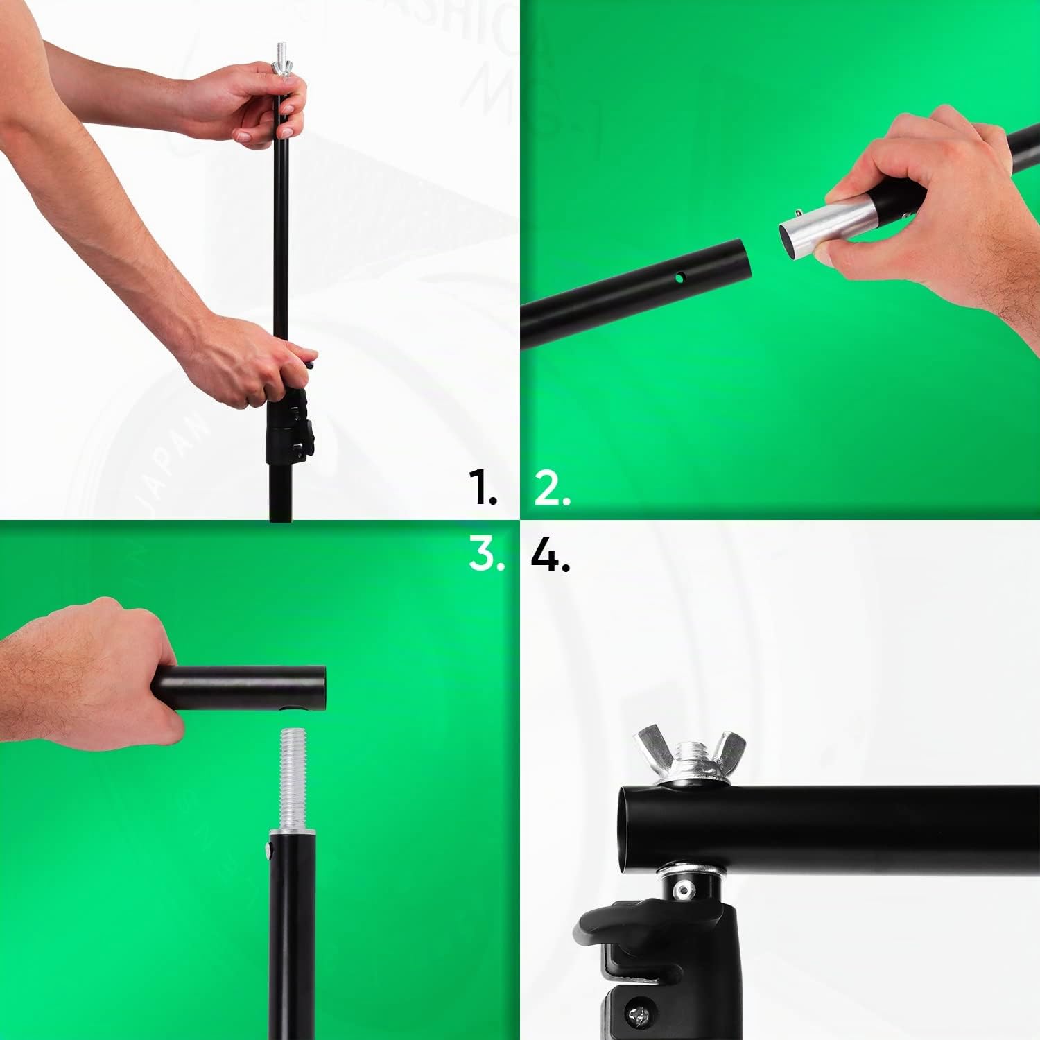 Green Screen (3m x 3m) con Soporte (3m x 2,6m) - Croma Verde | Fondo Fotografia - Estudio Fotográfico - Pantalla Verde - Greenscreen con Soporto - Accesorios Fotografia Gaming Streaming