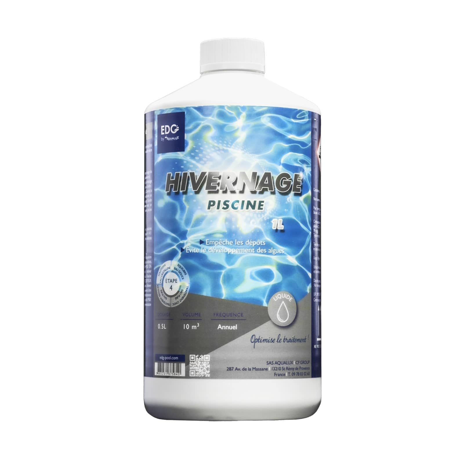 EDENEA Hivernage Piscine - Anti Algues - Anti dépôts - Protection  Revêtement et Équipements - Liquide - Bouteille 1 Litre