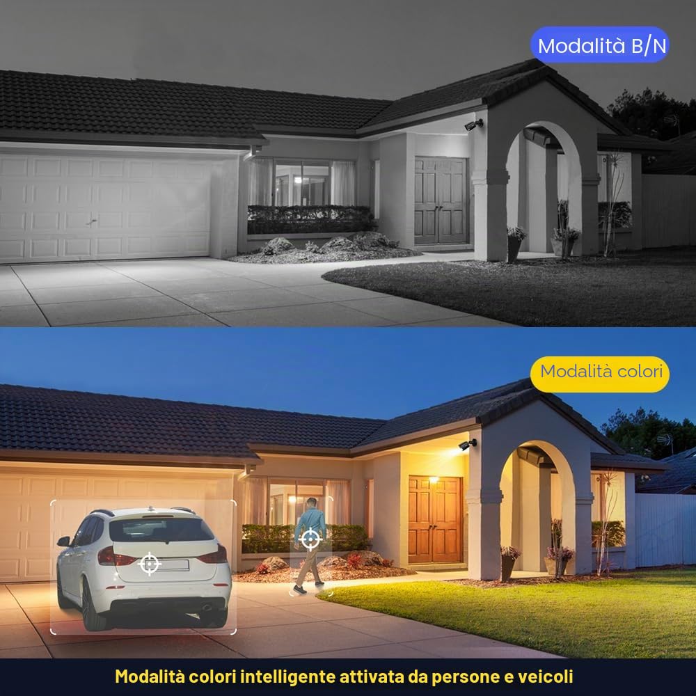 ANNKE Telecamera di sicurezza 3K con doppia luce intelligente, aggiunta da 5 MP, telecamera di sorveglianza CCTV con microfono integrato, IP67 a colori, nero