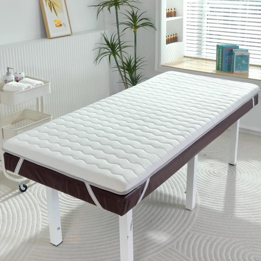 White(s),180 * 60cm,LDLCYCN Latex Massage Table Mattress Topper Spa Bed Mattress Thick 3Cm Non-Slip Beauty Salon Mattress Pad Massage Accessories Protective Pad Square/Round/Trapezoidal Head