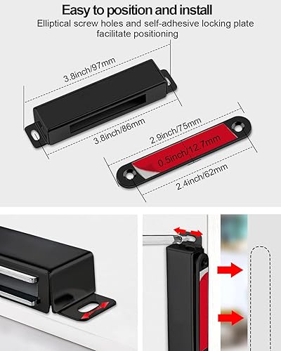 Miniatura 7 de Jiayi Paquete de 2 imanes magnéticos para puerta de armario, 90 libras, imán magnético para puerta, imán resistente para armario, dormitorio,
