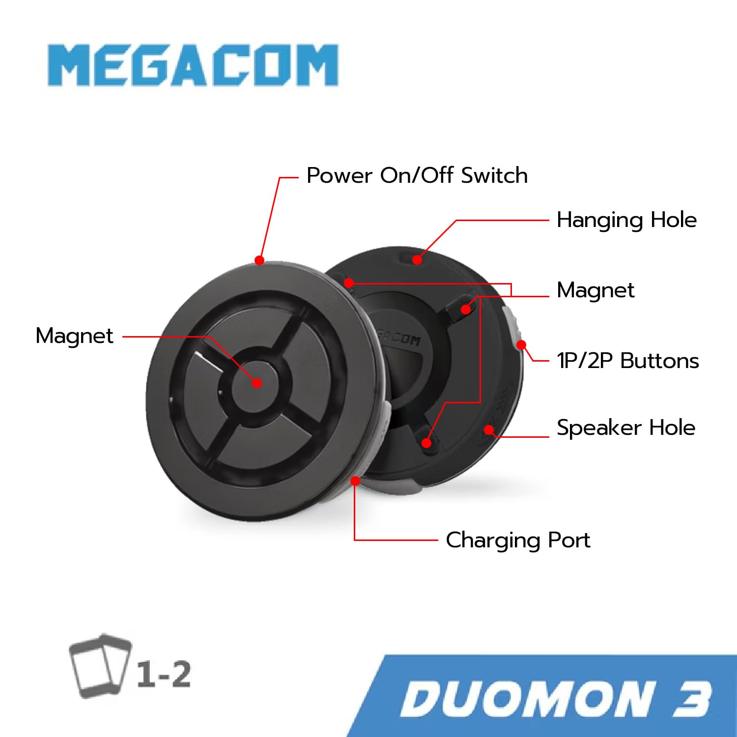 Mcbazel MEGACOM DuoMon 3 Estándar Dispositivo de Captura/Giro Automáticos, Conexión Inalámbrica con Bluetooth de 20M, Notificaciones por Vibración, Carga/Juego Dual, iOS 14+/Android 8+ (2 GB de RAM)
