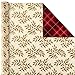 Hallmark Reversible Christmas Wrapping Paper Set with Ribbon and Gift Tag Stickers (Traditional Red and Gold, 3 Rolls of Wrapping Paper and Ribbon)