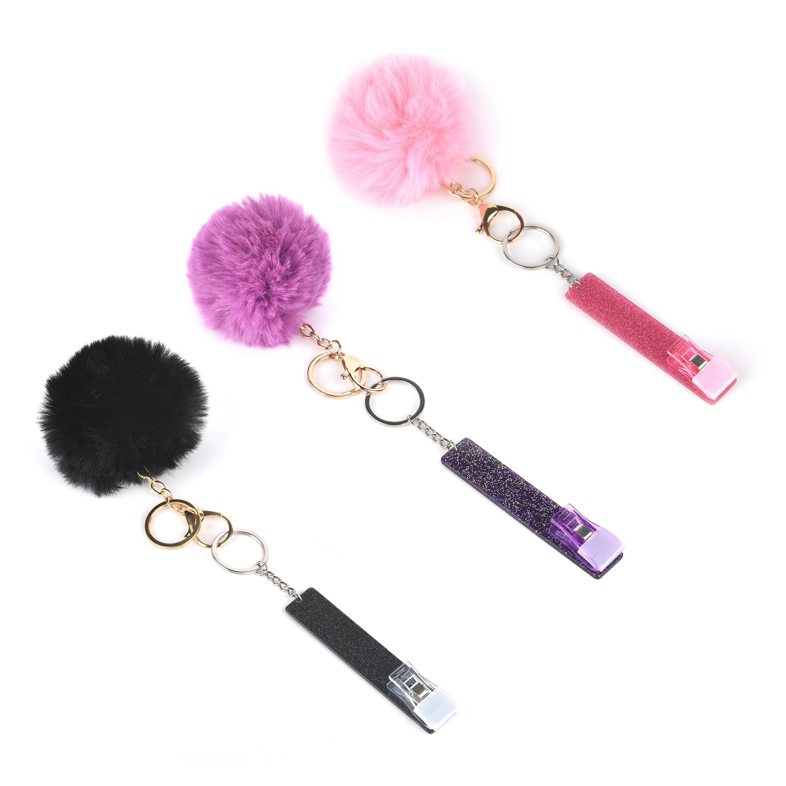 KADS Credit Card Puller, Acrylic Debit Bank Card Grabber for Long Nails ATM Keychain (Pink + Blue + Purple)