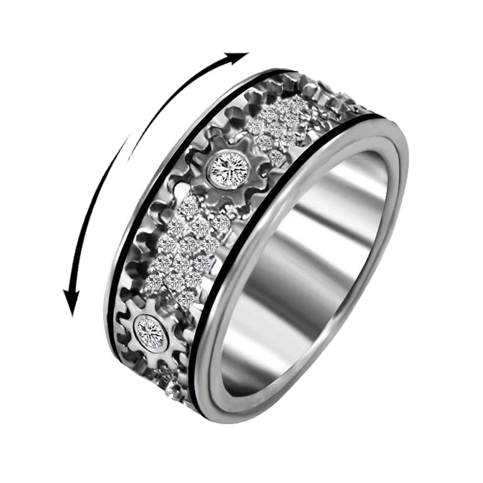 SkyFace Fidget Spinner Ring Silber 925, Anti stress ring Drehbar Damen Herren Anti-angst Spinner Ringe, ADHS Ringe zum Drehen, Zahnrad Ring Drehbar, Geschenke Schmuck mit Ringbox