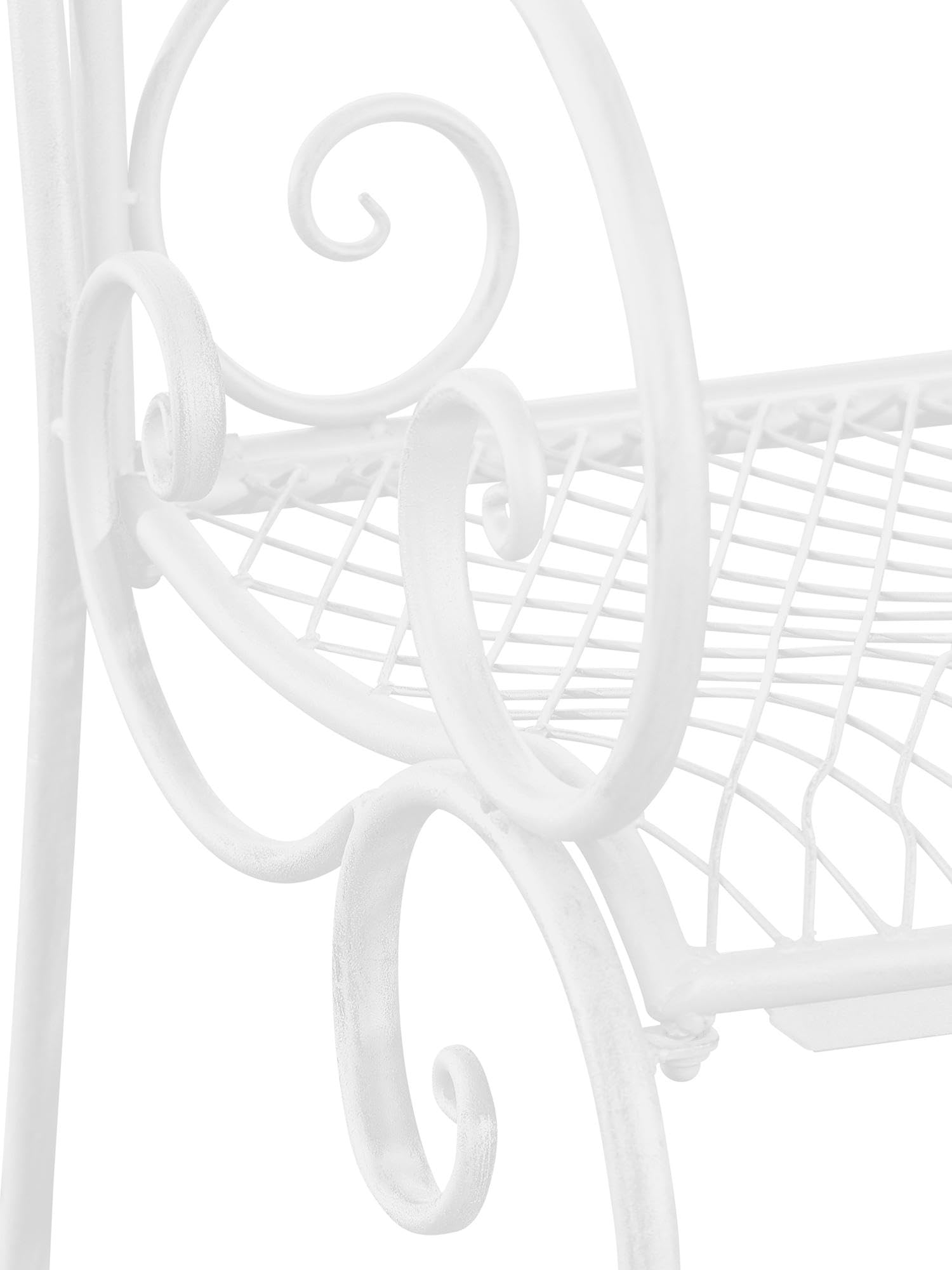 CLP Panchina Da Giardino Tara In Ferro Laccato I Panchina Da Esterno Stile Rustico Nostalgico I Panca Outdoor 113 x 47 CM, Colore:bianco