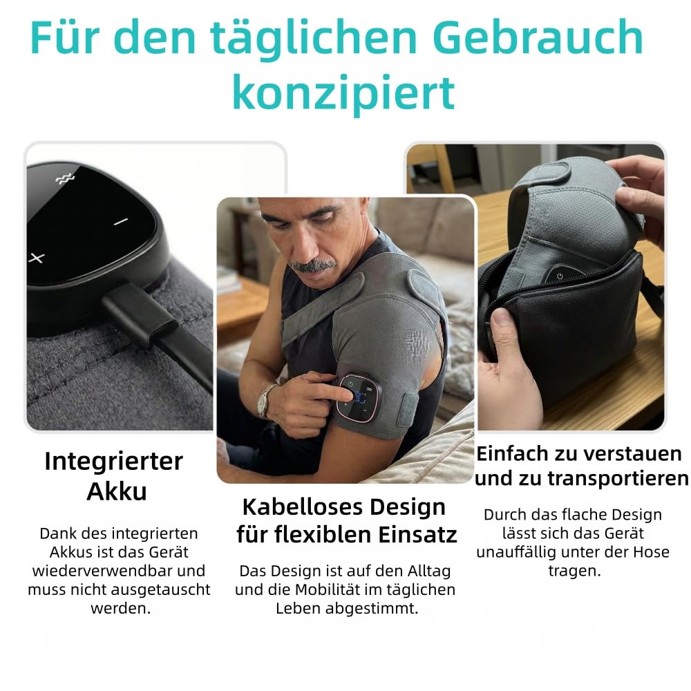 hewelth triple method schulter-massagegerät,Tragbarer, für Männer & Frauen, ergonomisch, verstellbareSchulterbandage mit LED - Anzeige