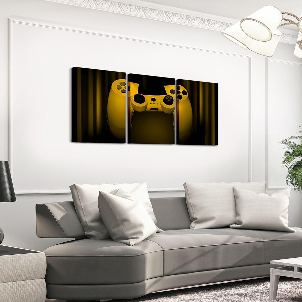 Feelyou Lienzo decorativo de pared para sala de estar, dormitorio, niños, decoración de pared para niños, amarillo y negro, videojuegos, decoración de pared de oficina, pósteres de 30,5 x 40,6 cm, 3
