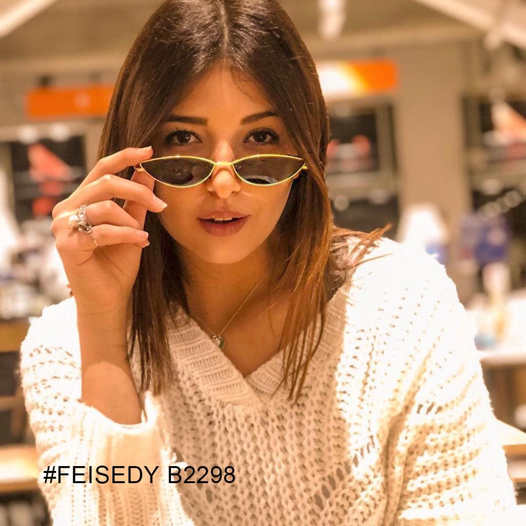 FEISEDY Fashion Designer Sunglasses Retro Small Petals Shape Arc Temple Design B2298