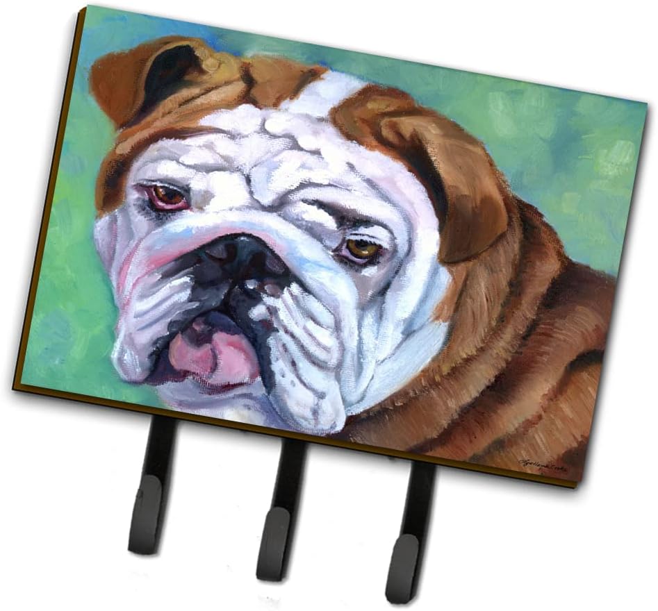 Caroline's Treasures 7349TH68 Admiral the English Bulldog Leash or Key Holder, Wall Hooks, Key Hooks Holder, Coat Rack Wall Mount, Coat Hooks, Hooks for Hanging Keys, Towels, Aprons, Leashes,