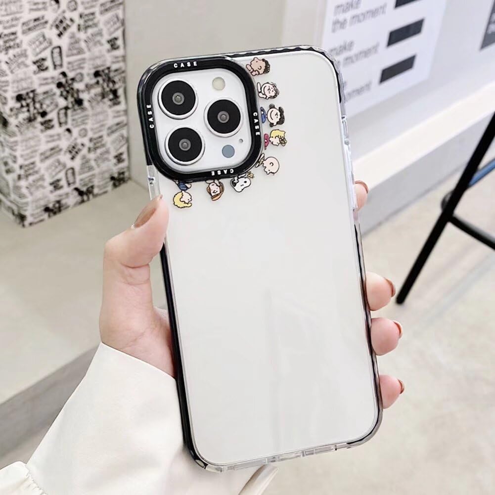 スヌーピー iPhone 13ProMax 用 ケース スマホケース 薄型【透明】 ソフトTPU バンパー アイフォン ケース レンズ保護 ワイヤレス充電対応 指紋防止 全機種対応