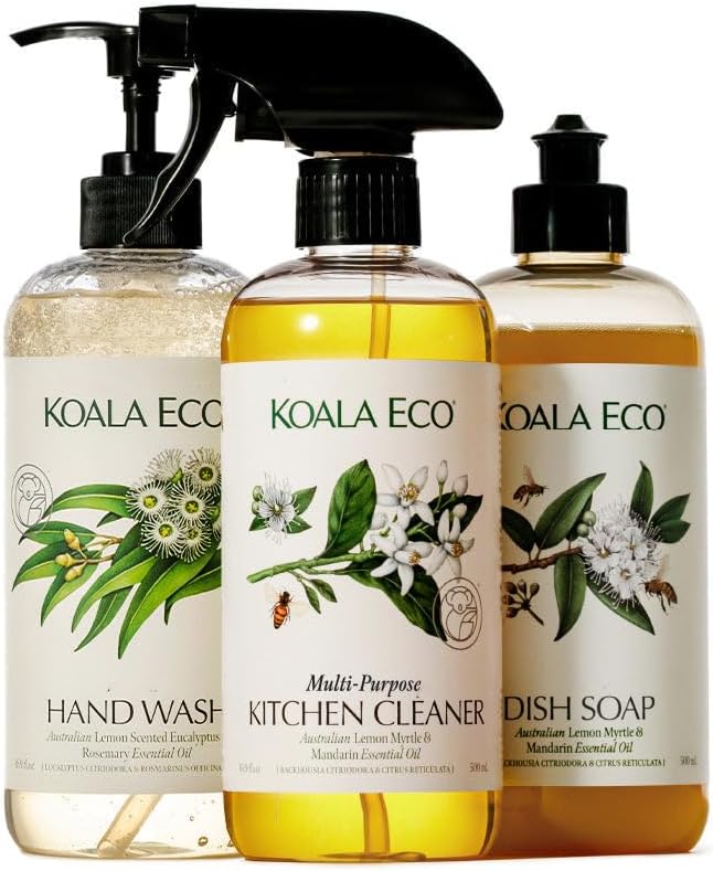 Koala Eco Gift Set of 3 Includes: Kitchen Cleaner, Dish Soap, Hand Wash, Beautifully Packaged - Australian Lemon Eucalyptus, Lemon Myrtle & Rosemary Essential Oil, 16 oz (3 Pack) - Image 3