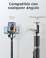 Vista 4 de TODI Trípode para selfie stick para teléfono celular de 63 pulgadas, trípode portátil para iPhone con control remoto inalámbrico, soporte extensible