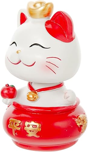 Miniatura 7 de Estatua de Maneki Neko  Lindo gato de la suerte con cabeza temblorosa, gato Caishen, figura de gato de la riqueza