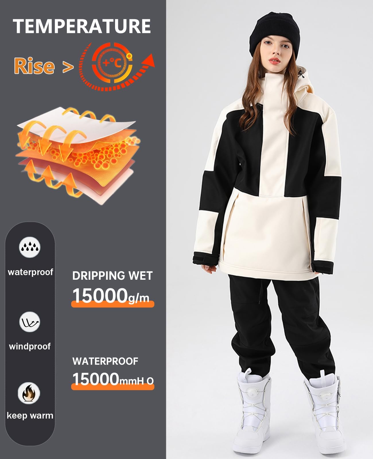 Homme Femme Combinaison de Ski, Ensemble de Vestes et Pantalons de Ski Pour Femme, Combinaison de Ski Hommes Mode Casual Épais Chaud Snowboard Skisuit