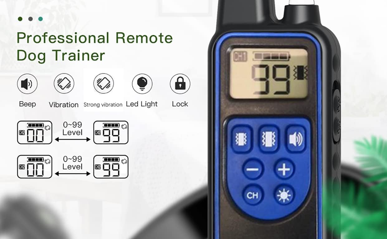 YIXIA Dog Training Collar with 2600Ft Remote, Electronic Dog Collar with Beep, Vibration, Strong vibration, Light and Keypad Lock Mode, Waterproof Electric Dog Collar Set for Small Medium Large Dogs 8 61y7FoTQzmL. AC SL1242