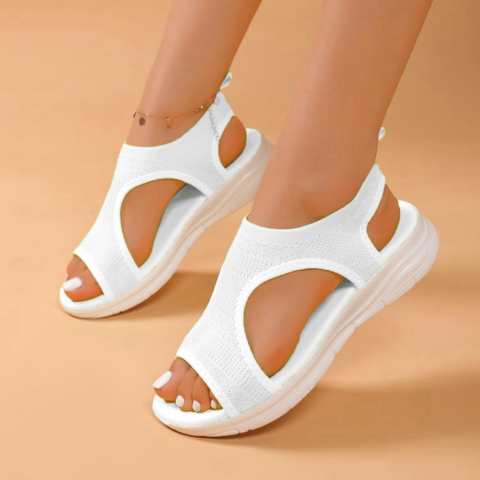 Orthotic Sandalen Damen Sommer Breite Füße Schuhe - Bequem Waschbare Slingback Wandern Slides Sandals mit Weiche Fussbett - Outdoor Wassersandalen Casual Strick Plateau Sandalen Sommerschuhe Frauen - 2