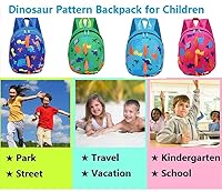 Vista 7 de DB Mochila de dinosaurio para niños pequeños con correa, bolsa de arnés para bebés para niños (verde)