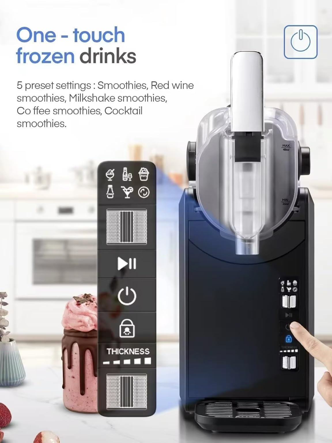 Silver Style - Machine à boisson glacées 5 en 1 - Slush Machine et granita, capacité 2L, prêt en 35mn, 6 Programmes : granité, smoothie, milkshake, café frappé, slushie sangria, nettoyage auto