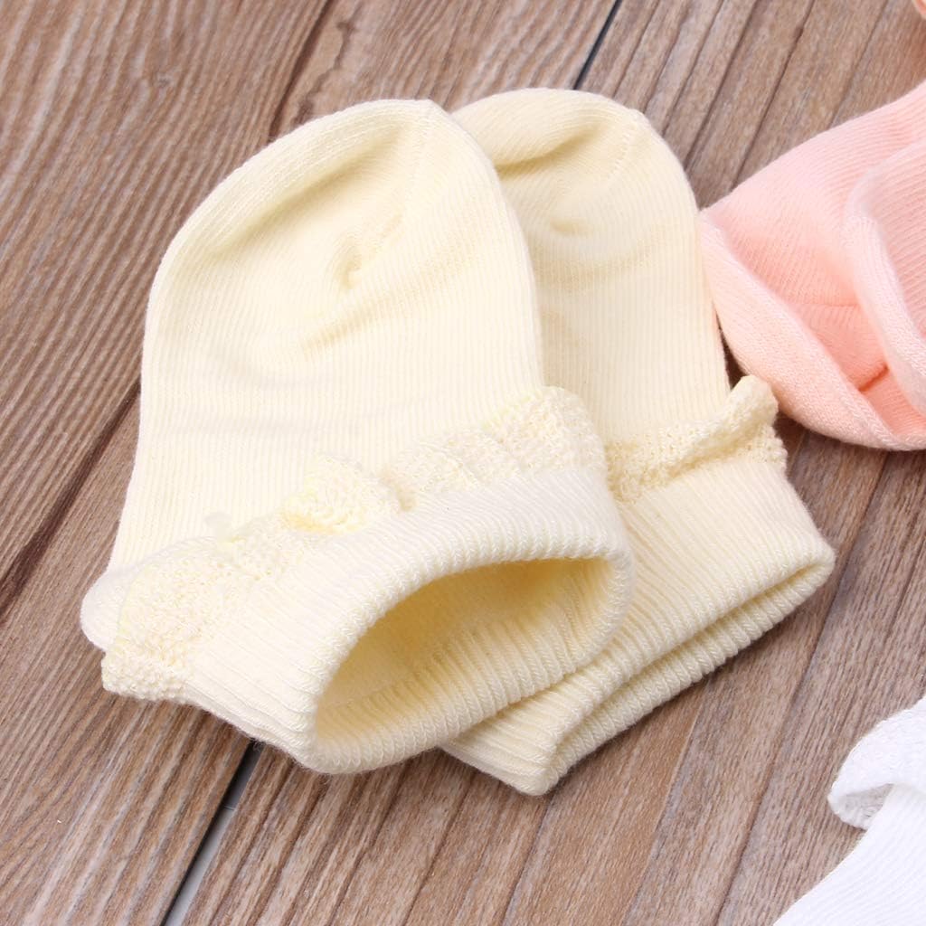 Toddler Infant Baby Girls Elastic Socks with Ruffled Lace Ribbed Knit Solid Color Stockings 0-1y