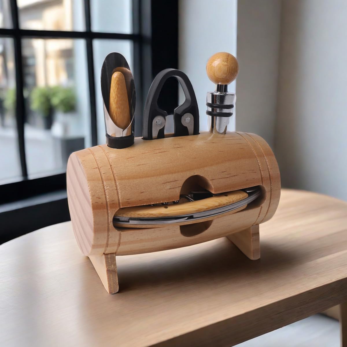 Set di accessori per vino a forma di botte, set di cavatappi, accessori per vino, apribottiglie da sommelier con apribottiglie per la decorazione della casa e delle feste