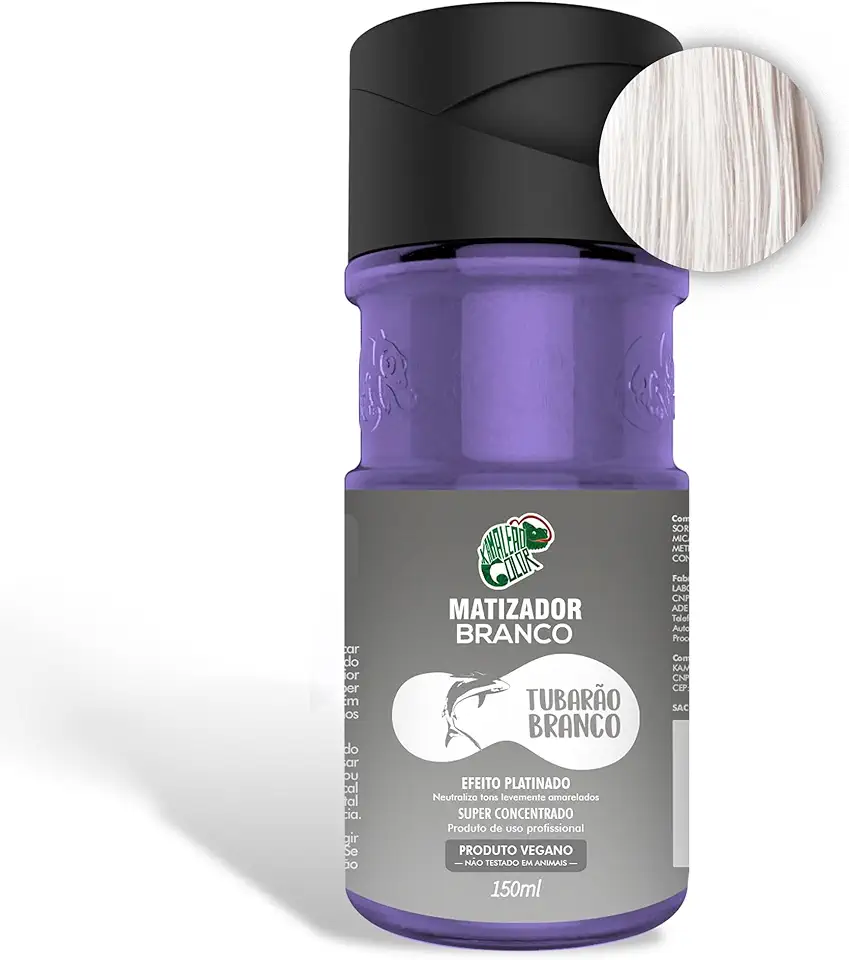 KAMALEÃO COLOR Matizador Branco Tubarão Branco - Neutralizador de Tons Levemente Amarelados - Efeito Platinado - Para Cabelos Loiros e Coloridos - 150ml