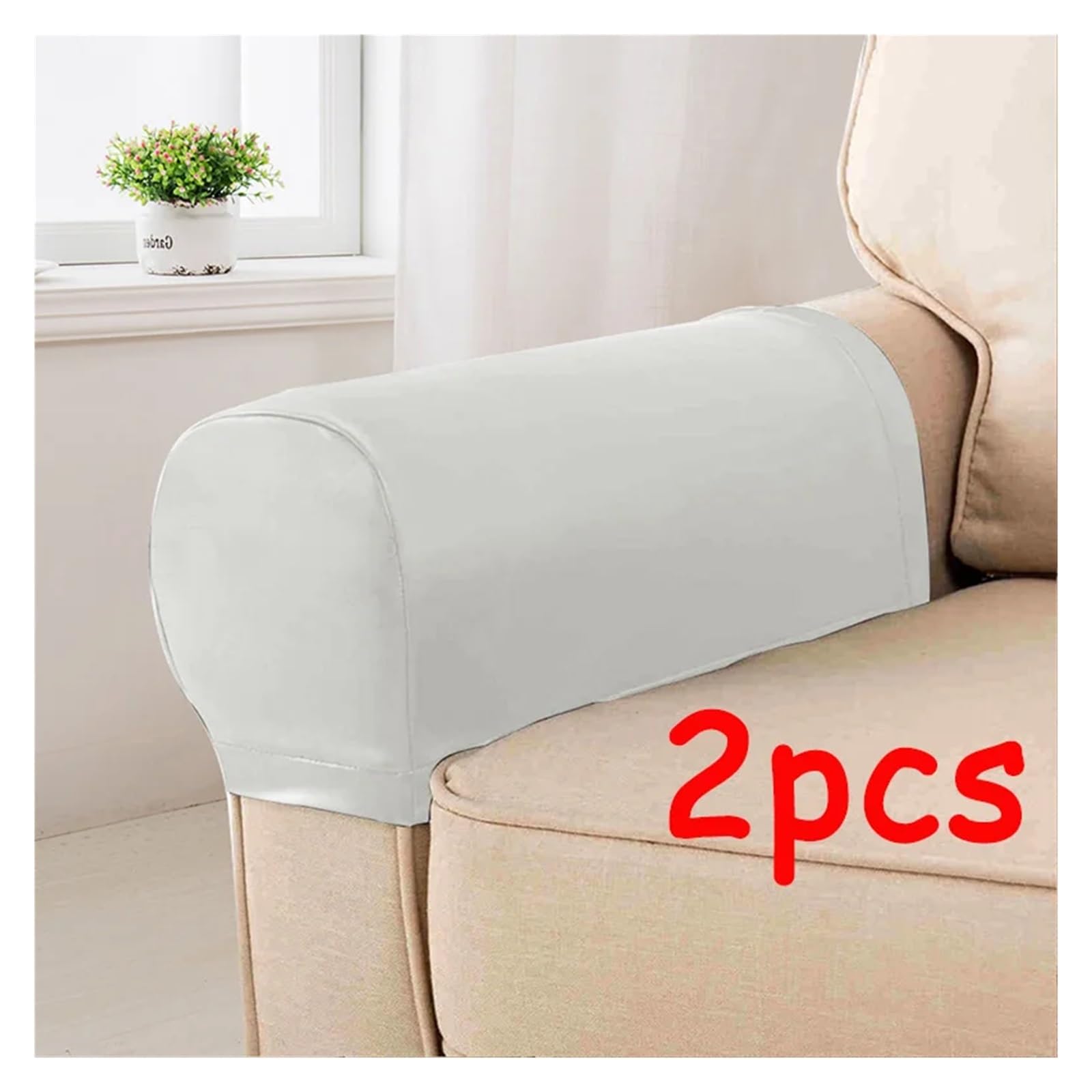 Armrest Covers Housses d'accoudoirs de canapé en Cuir PU, Ensemble 2 pièces, Protection des accoudoirs Chaise, Extensible et Amovible, décor(Gray)