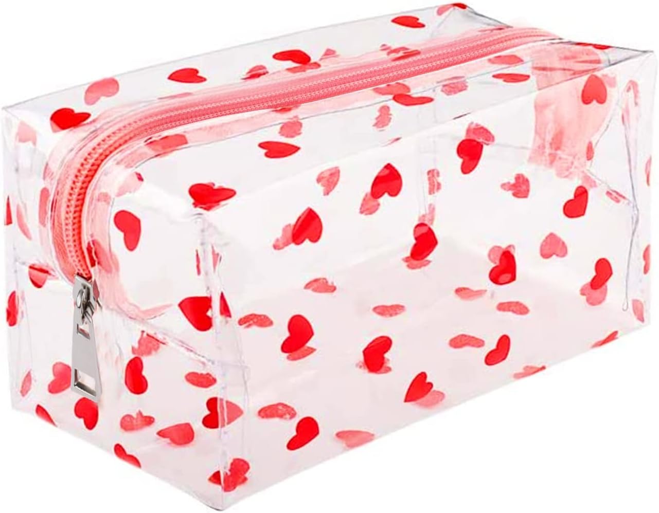 Clear Cosmetic Bags, PVC Pencil Case Transparent Fruit Makeup Bags Cute Travel Wash Cosmetic Pouch for Women Girls(Heart