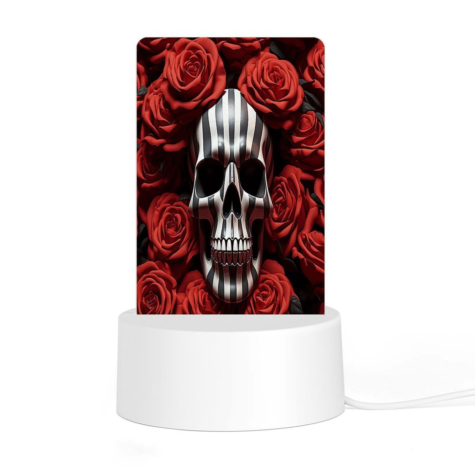 Adfgyerh Style Skull In Flower Night Light Acrylic Material Easy Installation, Home Decor Usb Interface Power Supply, Lamp For Restaurant Bar Cafe Room Decor