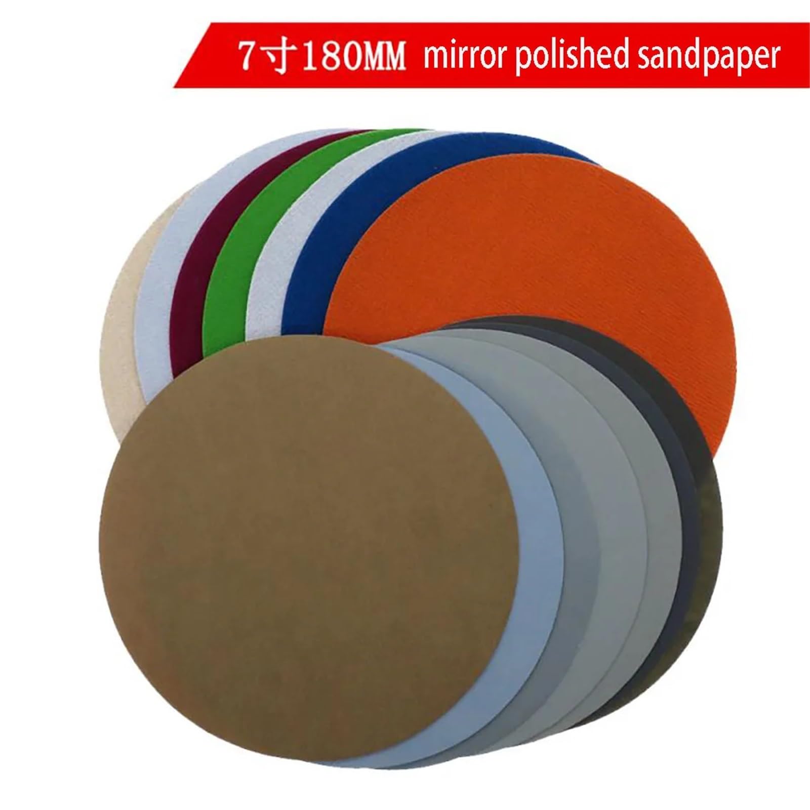 carta vetrata Foglio di carta vetrata floccaggio disco da 7 pollici 180 mm Smerigliatrice angolare Levigatura Lucidatura Autoadesiva grana 60-10000(20Pcs,80)