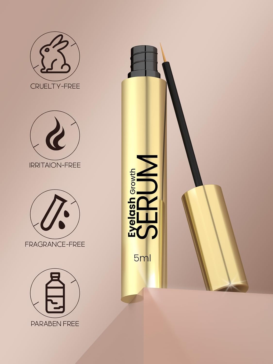 Natural Eyelash Growth Serum: Vegan Formlua for Volume Enhancement and Gentle Care in Evening Routine Home Use to Overcome Sparse Concerns with Confidence Beauty Lovers Gold 5ml Natural Eyelash Growth Serum: Vegan Formlua for Volume Enhancement and Gentle Care in Evening Routine Home Use to Overcome Sparse Concerns with Confidence Beauty Lovers Gold 5ml