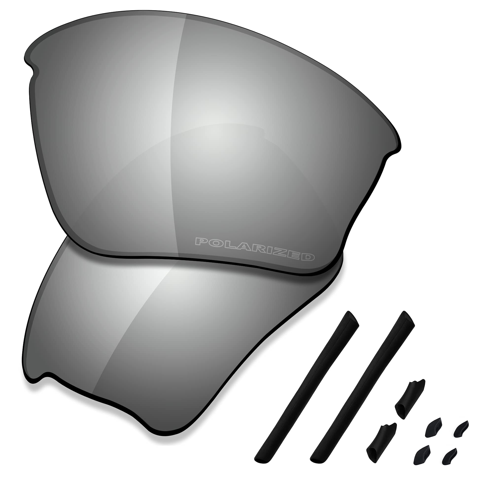 Saucer Premium Replacement Lenses & Rubber Kits for Oakley Half Jacket XLJ Sunglasses High Defense - Chrome Metal Polarized