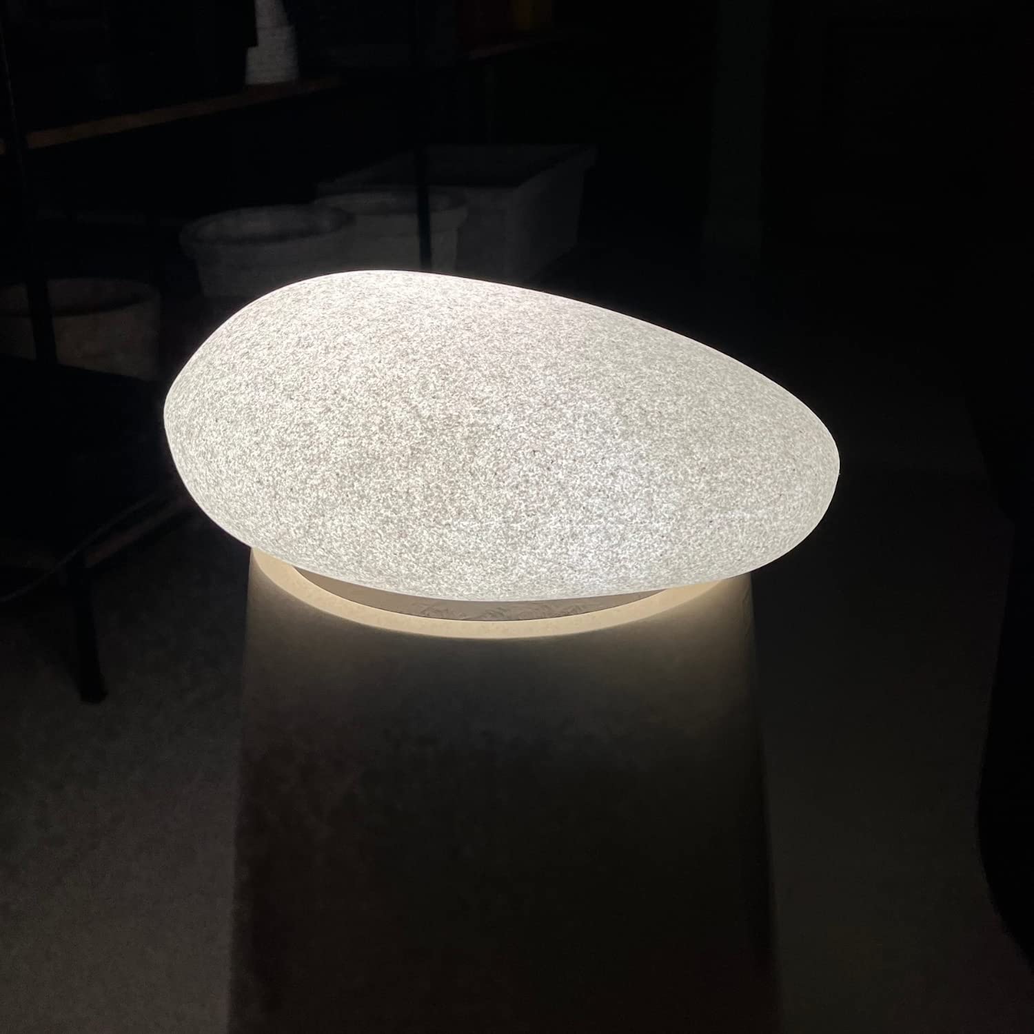 Hug A Plant |LED Pebble for Home & Garden Decor (Small, White Stone Finish, Pack of 1)